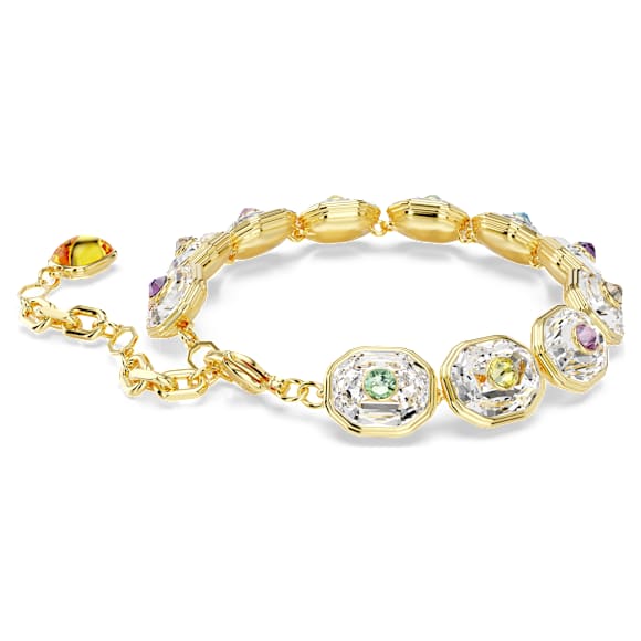 Chroma Tennis bracelet, Octagon cut, Multicolored, Gold-tone plated - Swarovski, 5715800