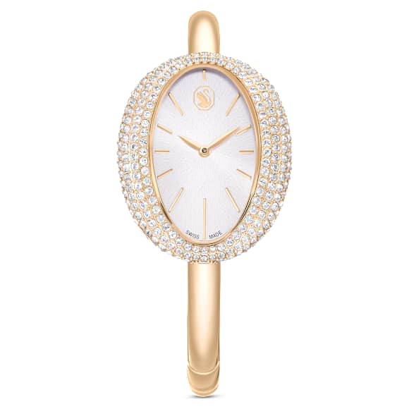 Imber bangle watch, Swiss Made, Metal bracelet, Gold tone, Champagne gold-tone finish - Swarovski, 5716108