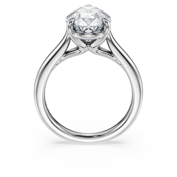 Eternity solitaire ring, Lab-grown diamonds 4 ct tw, Pear shape, 18K white gold - Swarovski, 5716160