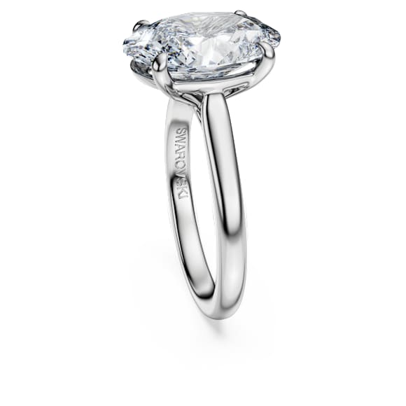 Eternity solitaire ring, Lab-grown diamonds 5 ct tw, Oval shape, 18K white gold - Swarovski, 5716173