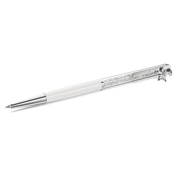 Crystalline ballpoint pen, White, White lacquered, Chrome plated - Swarovski, 5717136