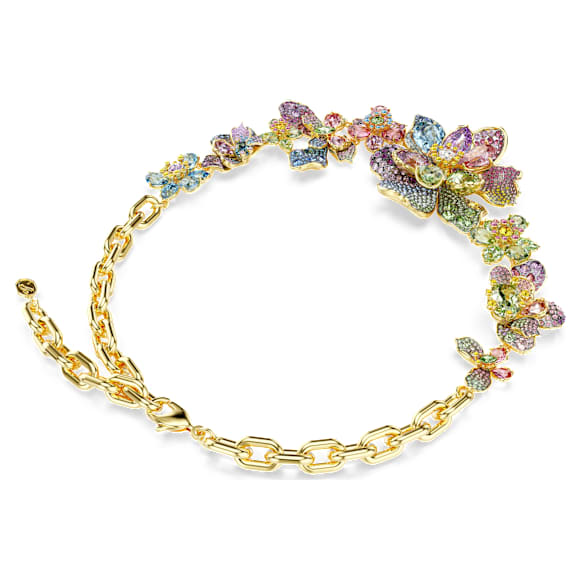 Idyllia Halskette, Verschiedene Schliffe, Pavé, Blume, Mehrfarbig, Goldlegierungsschicht - Swarovski, 5717157