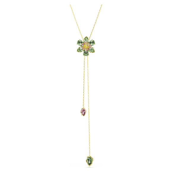 Idyllia Y pendant, Mixed cuts, Flower, Multicolored, 18K gold finish - Swarovski, 5717158