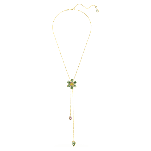 Idyllia Y pendant, Mixed cuts, Flower, Multicolored, 18K gold finish - Swarovski, 5717158