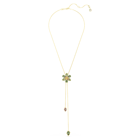 Idyllia Y pendant, Mixed cuts, Flower, Multicolored, Gold-tone plated - Swarovski, 5717158