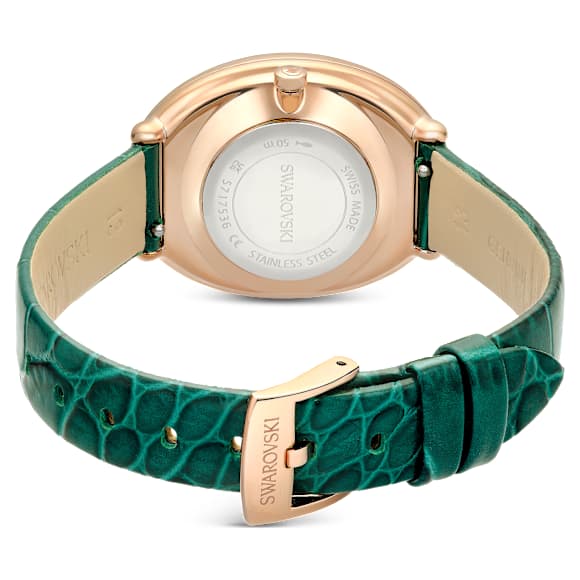 Imber 手錶, 瑞士製造, 真皮錶帶, 綠色, 玫瑰金色潤飾 - Swarovski, 5717536