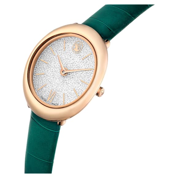 Imber 手錶, 瑞士製造, 真皮錶帶, 綠色, 玫瑰金色潤飾 - Swarovski, 5717536