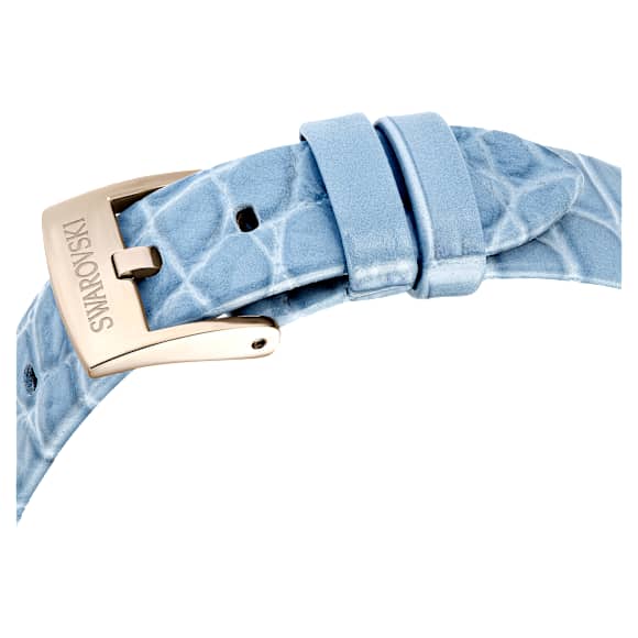 Imber watch, Swiss Made, Leather strap, Blue, Champagne gold-tone finish - Swarovski, 5717539