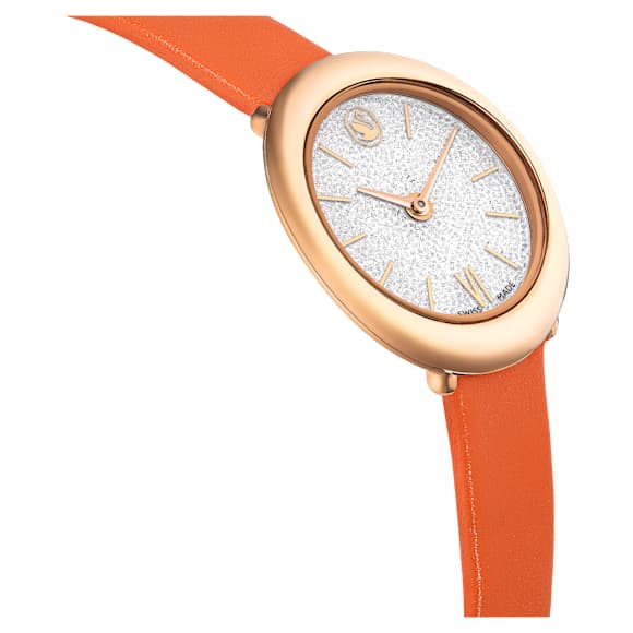 Imber 手錶, 瑞士製造, 真皮錶帶, 橙色, 玫瑰金色潤飾 - Swarovski, 5717543