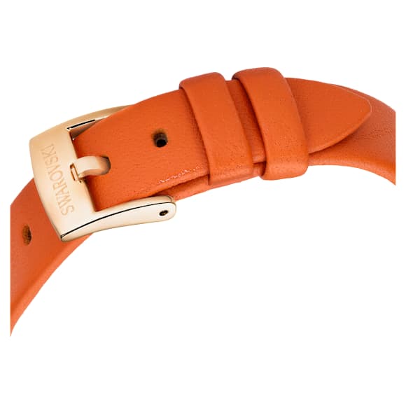 Imber Klocka, Tillverkad i Schweiz, Läderrem, Orange, Roséguldfärgad finish - Swarovski, 5717543