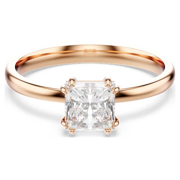 Attract ring, Square cut, White, Rose gold-tone plated - Swarovski, 5717551