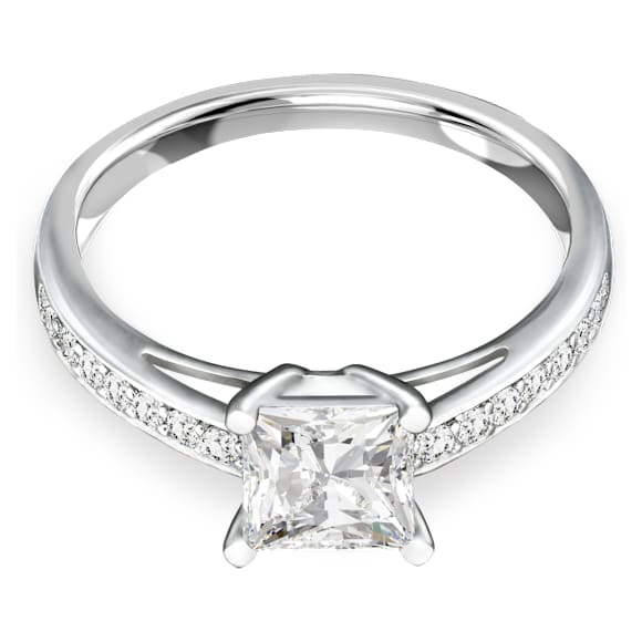 Attract ring, Pavé, White, Rhodium plated - Swarovski, 5717553
