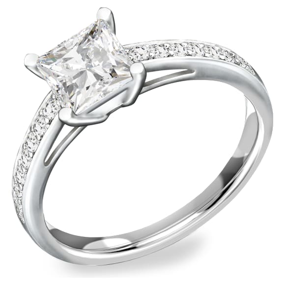 Attract ring, Pavé, White, Rhodium plated - Swarovski, 5717553