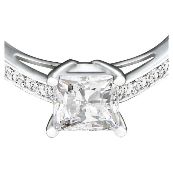 Attract ring, Pavé, White, Rhodium plated - Swarovski, 5717553