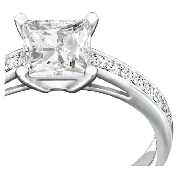 Attract ring, Pavé, White, Rhodium plated - Swarovski, 5717553