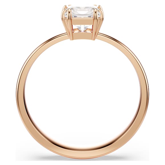 Anel Attract, Lapidação quadrada, Branco, Acabamento em ouro rosa de 18 quilates - Swarovski, 5717558