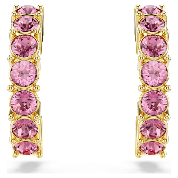 Mini Hoop karika fülbevaló, Körmetszéses, Rózsaszín, Aranytónusú bevonattal - Swarovski, 5717565