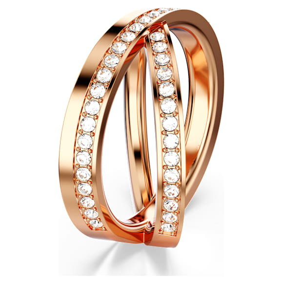 Prstan Delta, Okrogli rez, Bel, V videzu rožnatega zlata 18K - Swarovski, 5717566