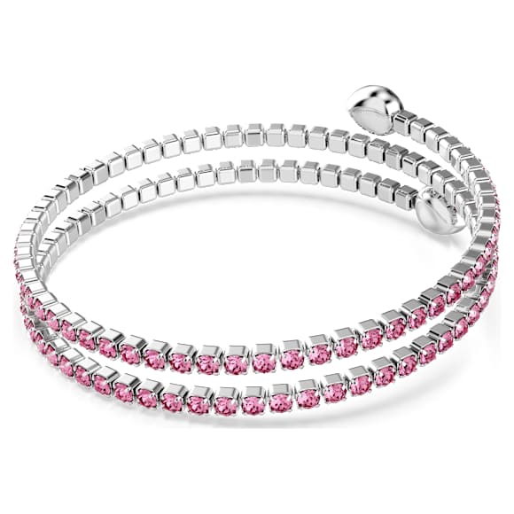 Twisty cuff, Mixed cuts, Pink, Rhodium plated - Swarovski, 5717576