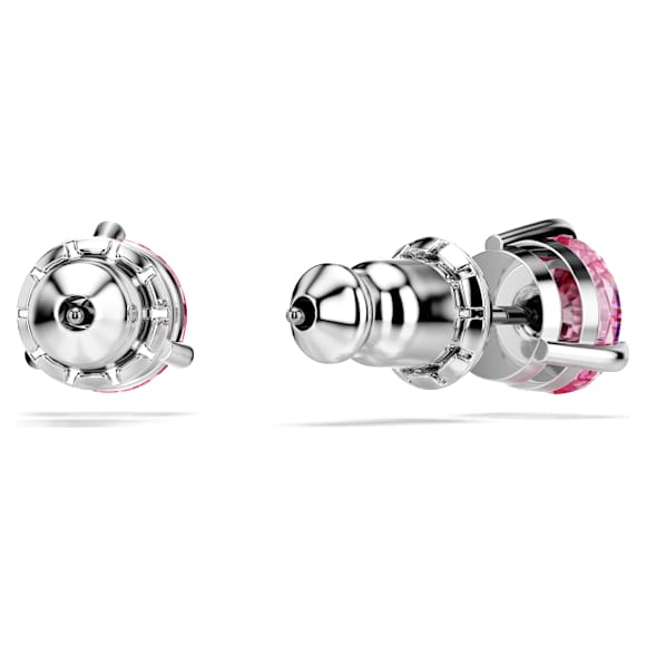 Kolczyki zapinane na sztyft Solitaire, Szlif okrągły, Różowe, Powłoka z rodu - Swarovski, 5717577