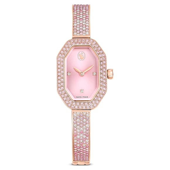 Dextera bangle watch, Swiss Made, Pink, Rose gold-tone plated - Swarovski, 5717588