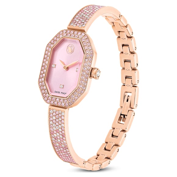 Dextera bangle watch, Swiss Made, Pink, Rose gold-tone plated - Swarovski, 5717588