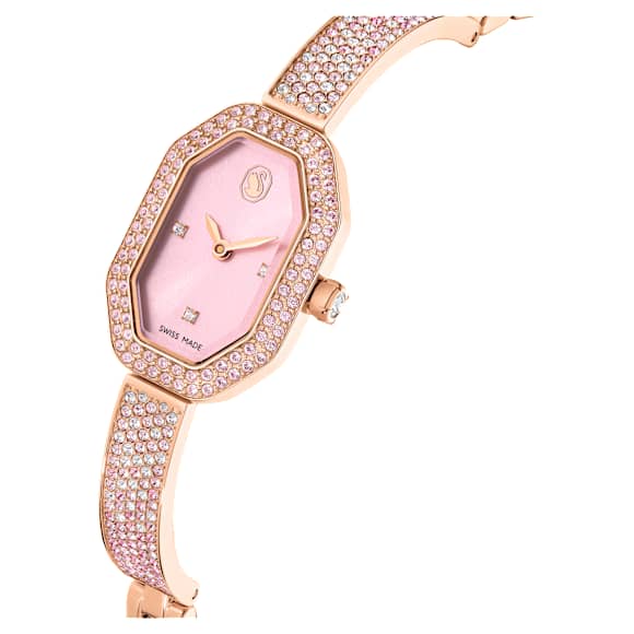 Dextera bangle watch, Swiss Made, Pink, Rose gold-tone plated - Swarovski, 5717588