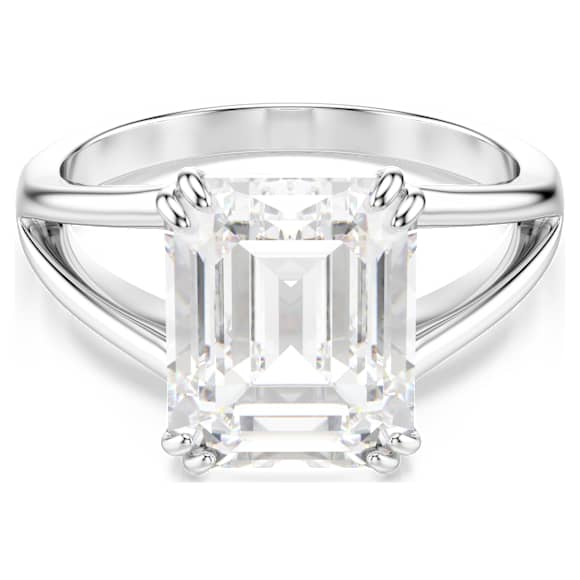 Stilla ring, Octagon cut, White, Silver-tone finish - Swarovski, 5717876