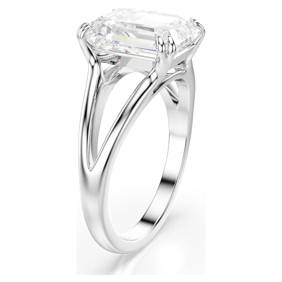 Stilla ring, Octagon cut, White, Silver-tone finish - Swarovski, 5717876