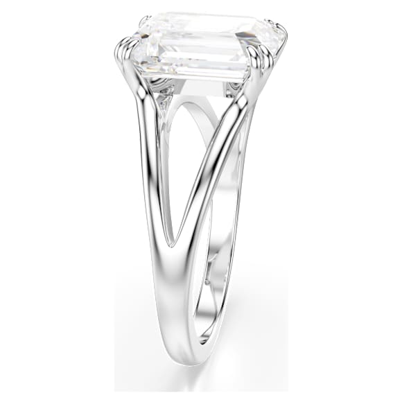 Stilla ring, Octagon cut, White, Silver-tone finish - Swarovski, 5717876
