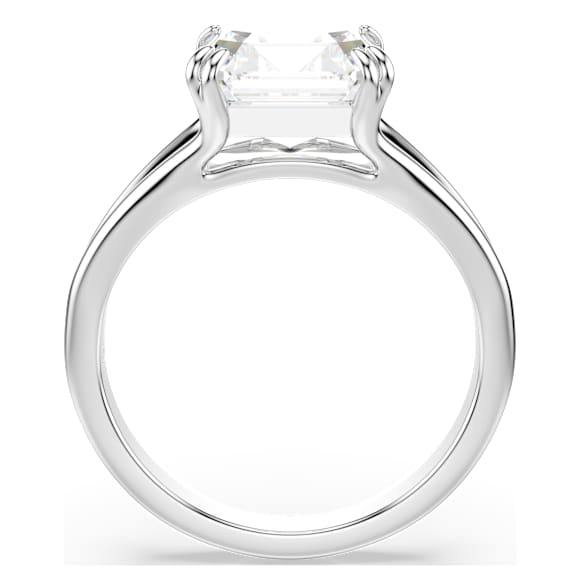 Stilla ring, Octagon cut, White, Silver-tone finish - Swarovski, 5717876