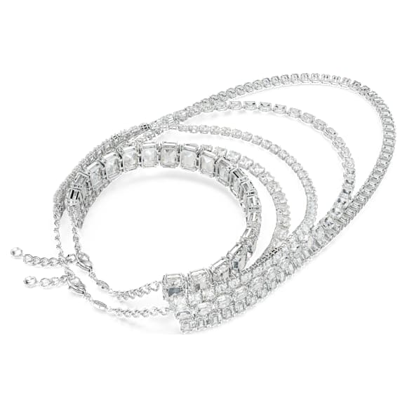 Collar en capas Millenia, Tallas mixtas, Blanco, Baño de rodio - Swarovski, 5717913