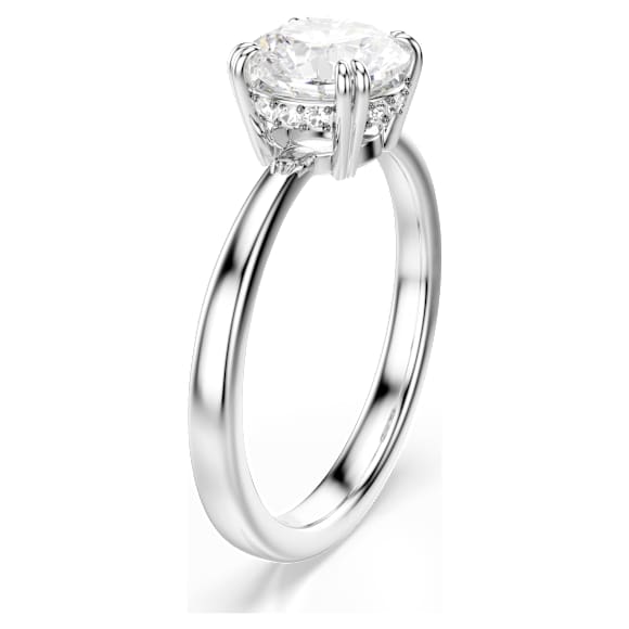 Stilla cocktail ring, Round cut, White, Silver-tone finish - Swarovski, 5717938