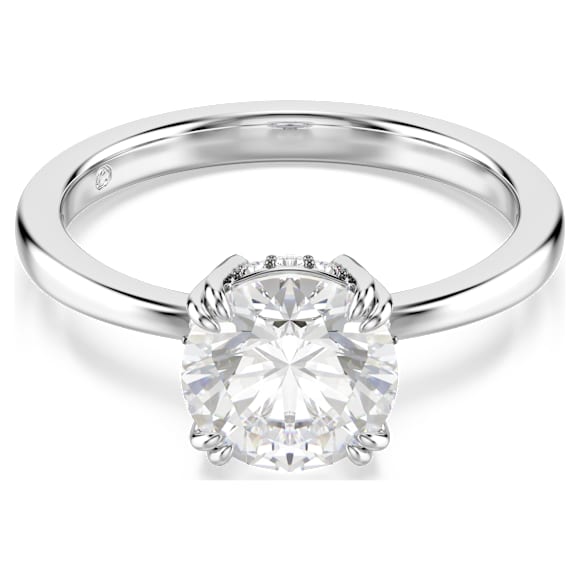 Anello cocktail Stilla, Taglio Round, Bianco, Placcato color argento - Swarovski, 5717942