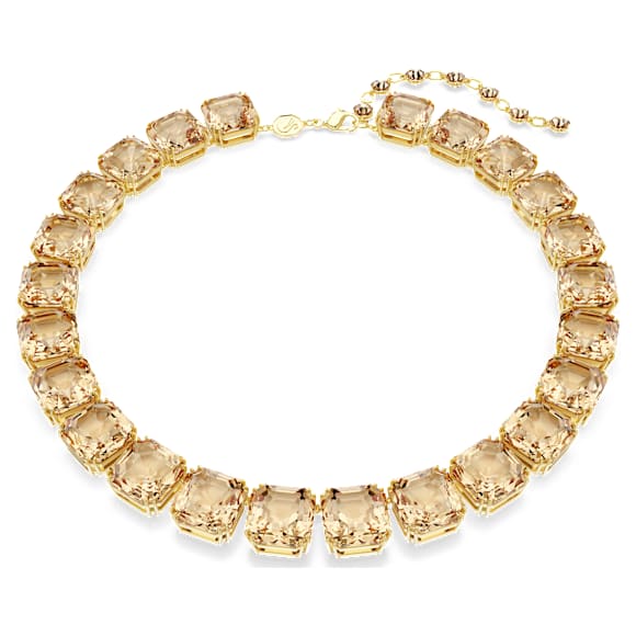 Collar Tennis Millenia, Talla octogonal, Caramelo, Baño tono oro - Swarovski, 5718357