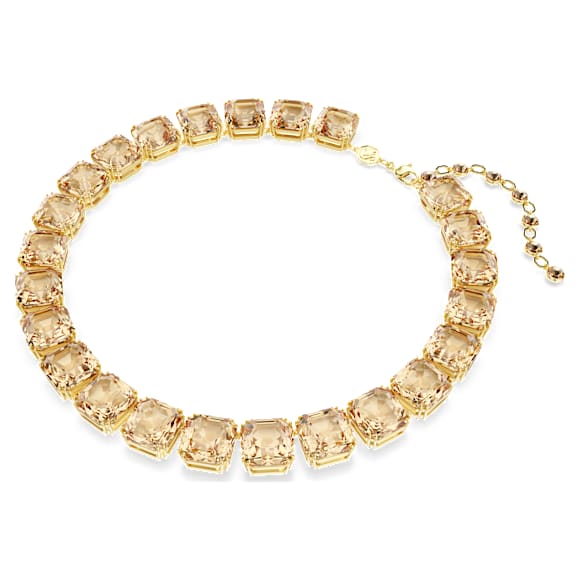 Collar Tennis Millenia, Talla octogonal, Caramelo, Baño tono oro - Swarovski, 5718357