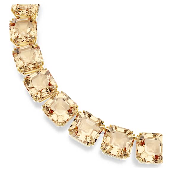 Collar Tennis Millenia, Talla octogonal, Caramelo, Baño tono oro - Swarovski, 5718357