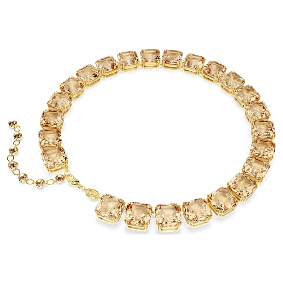 Millenia สร้อยคอ, เจียระไนทรงแปดเหลี่ยม, คาราเมล, ตกแต่งผิวด้วยทองคำ 18K - Swarovski, 5718357