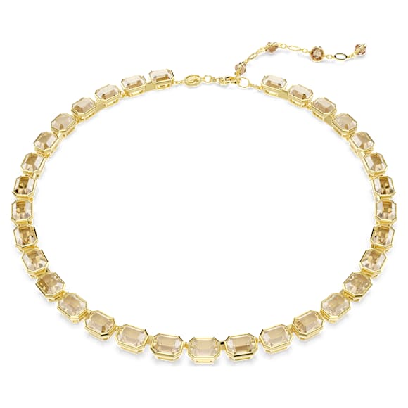 Millenia Tennis necklace, Octagon cut, Yellow, Gold-tone plated - Swarovski, 5718674