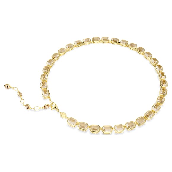 Millenia Tennis necklace, Octagon cut, Yellow, Gold-tone plated - Swarovski, 5718674