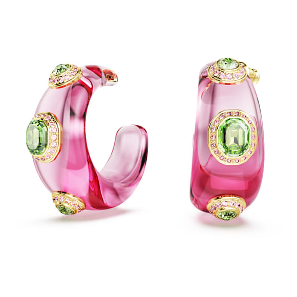 Dulcis halka küpeler, Karışık kesimler, Çok renkli, 18k altın rengi yüzey - Swarovski, 5719112