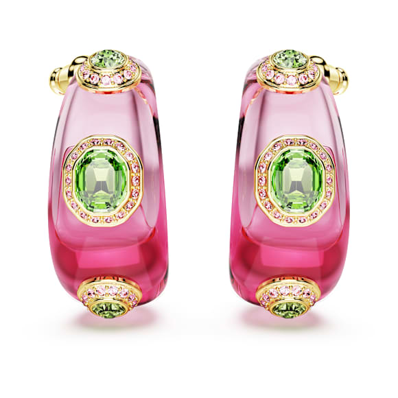 Dulcis halka küpeler, Karışık kesimler, Çok renkli, 18k altın rengi yüzey - Swarovski, 5719112