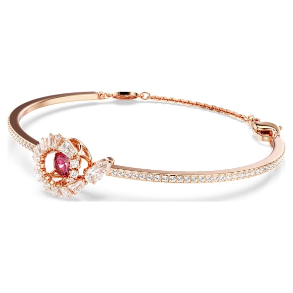 Snake bangle, Mixed cuts, Year of the Snake, Red, Rose gold-tone plated - Swarovski, 5720091