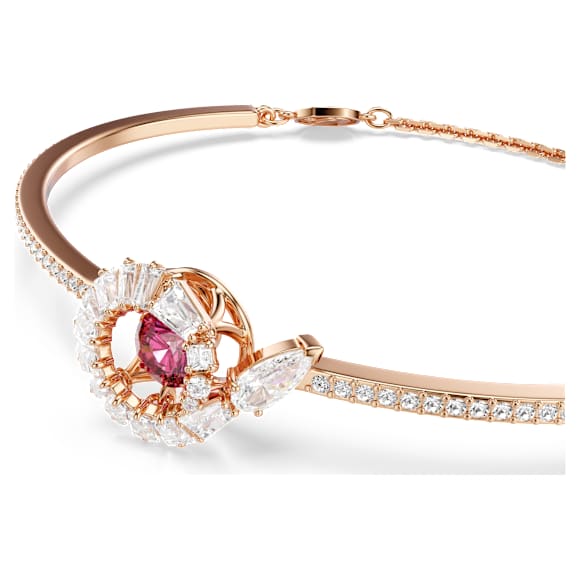 Snake bangle, Mixed cuts, Year of the Snake, Red, 18K rose gold finish