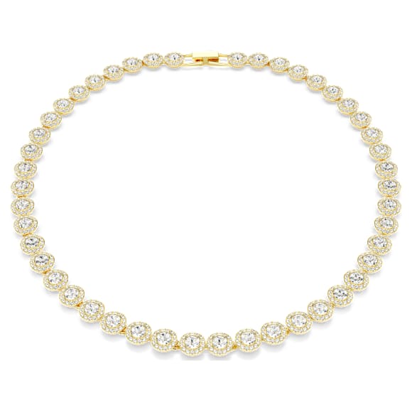 Una Angelic Tennis necklace, Round cut, White, Gold-tone plated - Swarovski, 5720505