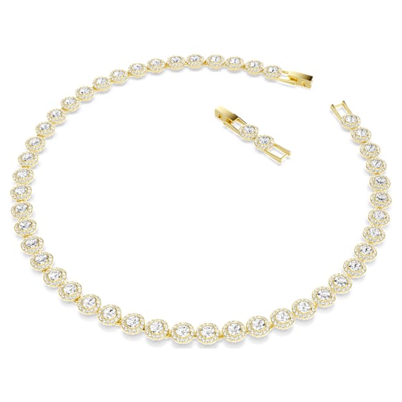 Una Angelic 項鏈, 圓形切割, 白色, 鍍金（金色飾面） - Swarovski, 5720505