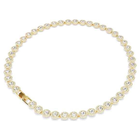 Una Angelic Tennis necklace, Round cut, White, Gold-tone plated - Swarovski, 5720505