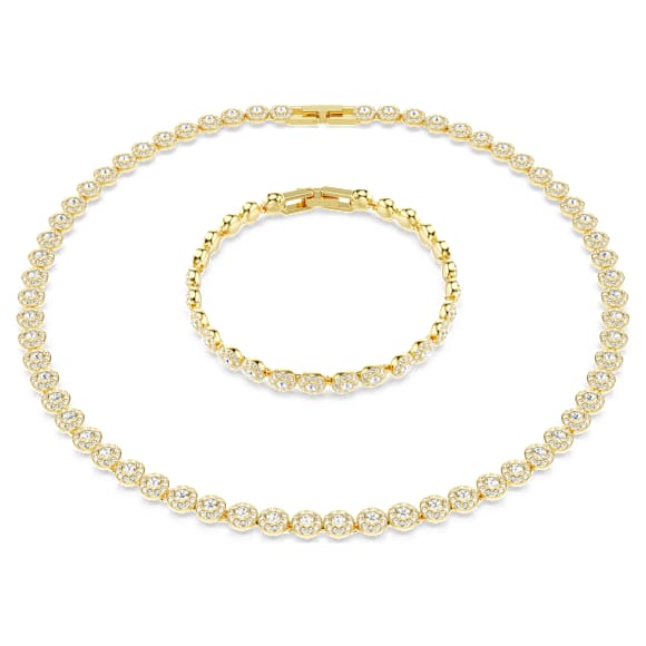 Una Angelic set, Round cut, White, Gold-tone plated - Swarovski, 5720506