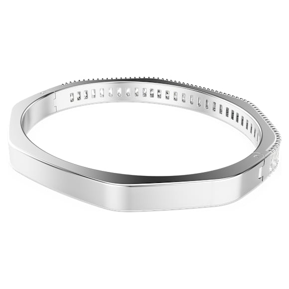 Matrix bangle, Baguette cut, Octagon shape, White, Rhodium plated - Swarovski, 5720622