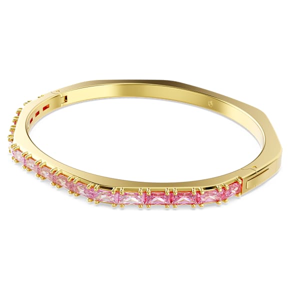 Matrix 手镯, 长方形切割, 八边形, 粉红色, 金色饰面 - Swarovski, 5720624